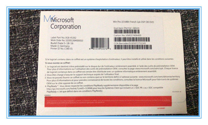 International Express Shipping Windows 10 Pro Retail Box FQC-08981 32-bit or 64-bit Installation Options
